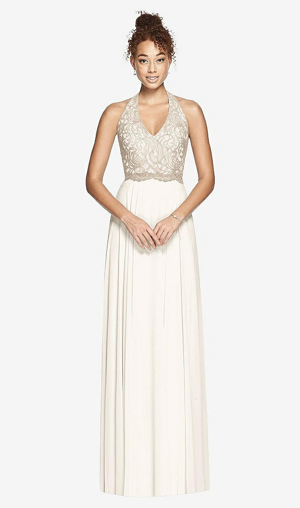 Front View - Ivory & Cameo Studio Design Collection 4512 Full Length Halter Top Bridesmaid Dress