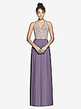 Front View Thumbnail - Lavender & Cameo Studio Design Collection 4512 Full Length Halter Top Bridesmaid Dress