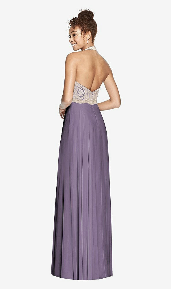 Back View - Lavender & Cameo Studio Design Collection 4512 Full Length Halter Top Bridesmaid Dress