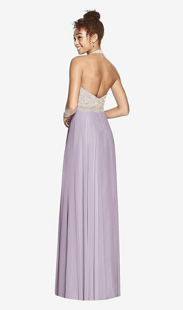 Back View - Lilac Haze & Cameo Studio Design Collection 4512 Full Length Halter Top Bridesmaid Dress