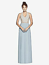 Front View Thumbnail - Mist & Cameo Studio Design Collection 4512 Full Length Halter Top Bridesmaid Dress