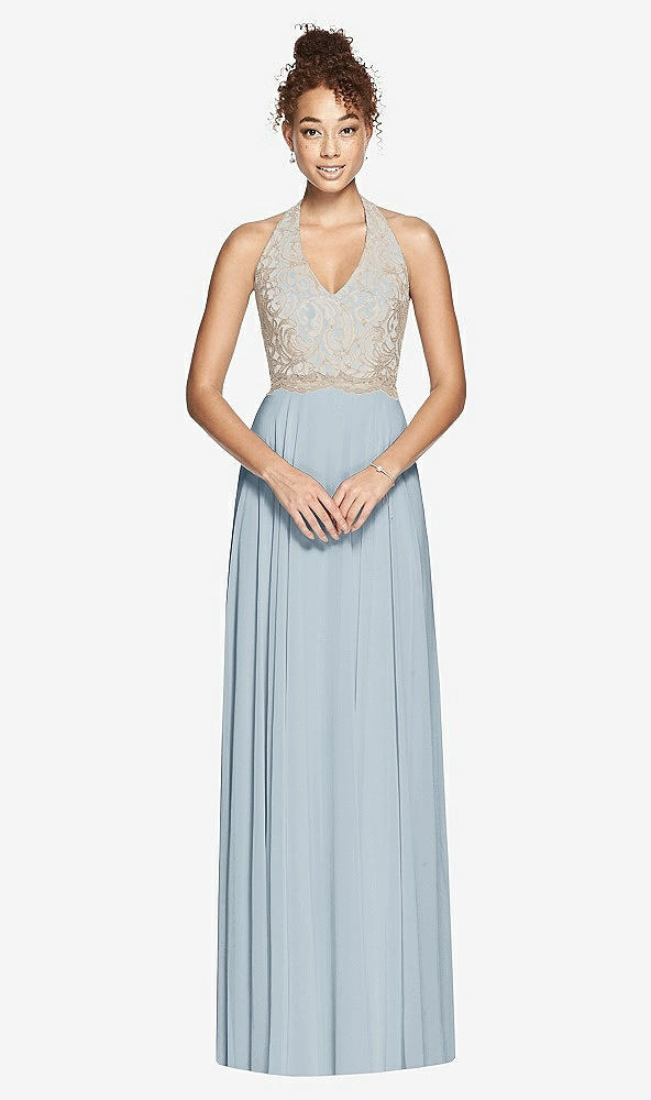 Front View - Mist & Cameo Studio Design Collection 4512 Full Length Halter Top Bridesmaid Dress