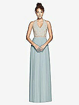 Front View Thumbnail - Morning Sky & Cameo Studio Design Collection 4512 Full Length Halter Top Bridesmaid Dress