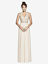 Front View Thumbnail - Oat & Cameo Studio Design Collection 4512 Full Length Halter Top Bridesmaid Dress