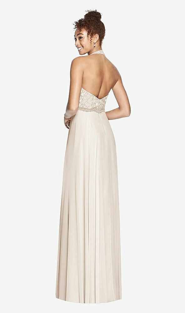 Back View - Oat & Cameo Studio Design Collection 4512 Full Length Halter Top Bridesmaid Dress
