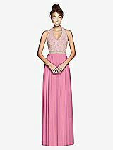 Front View Thumbnail - Orchid Pink & Cameo Studio Design Collection 4512 Full Length Halter Top Bridesmaid Dress