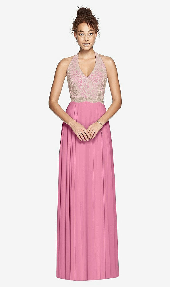 Front View - Orchid Pink & Cameo Studio Design Collection 4512 Full Length Halter Top Bridesmaid Dress