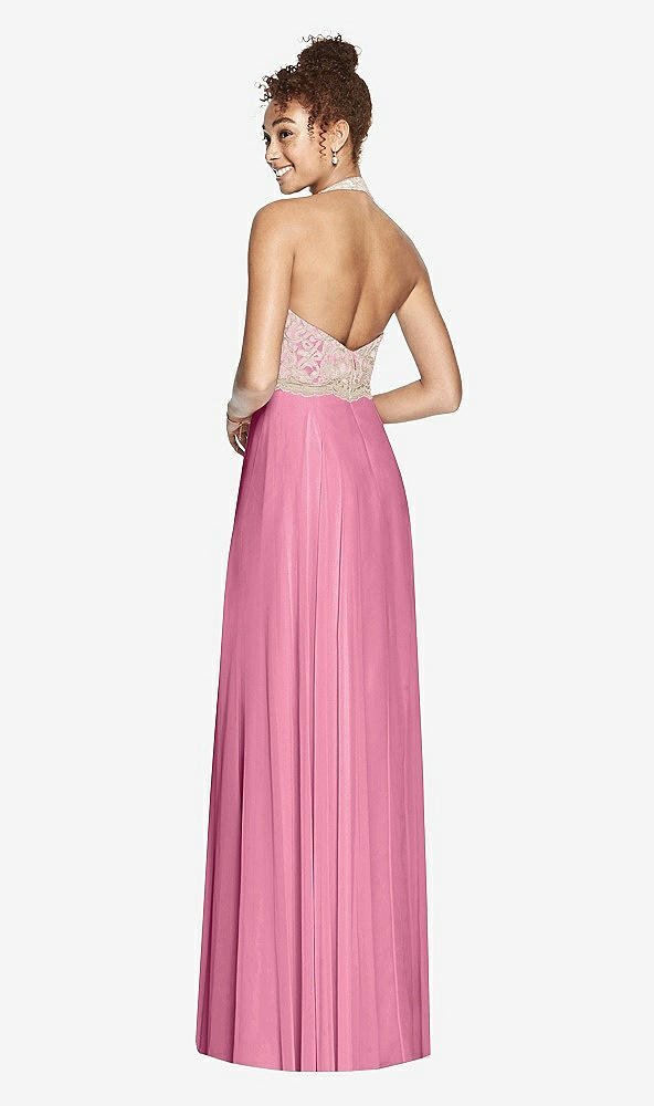 Back View - Orchid Pink & Cameo Studio Design Collection 4512 Full Length Halter Top Bridesmaid Dress