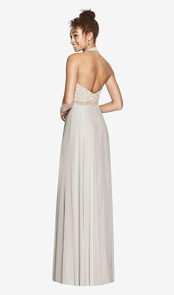 Back View - Oyster & Cameo Studio Design Collection 4512 Full Length Halter Top Bridesmaid Dress