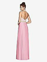 Rear View Thumbnail - Peony Pink & Cameo Studio Design Collection 4512 Full Length Halter Top Bridesmaid Dress