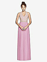 Front View Thumbnail - Powder Pink & Cameo Studio Design Collection 4512 Full Length Halter Top Bridesmaid Dress