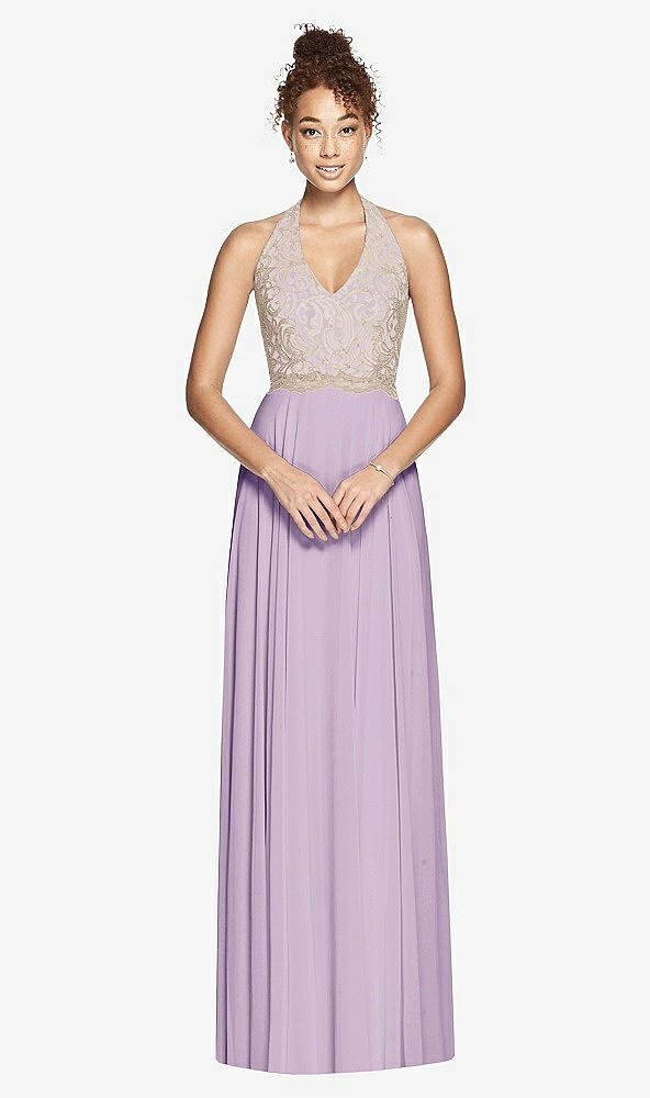 Front View - Pale Purple & Cameo Studio Design Collection 4512 Full Length Halter Top Bridesmaid Dress