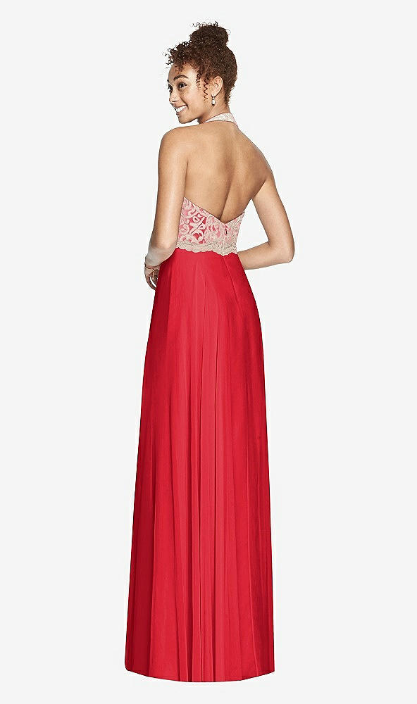 Back View - Parisian Red & Cameo Studio Design Collection 4512 Full Length Halter Top Bridesmaid Dress