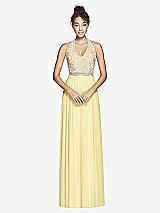 Front View Thumbnail - Pale Yellow & Cameo Studio Design Collection 4512 Full Length Halter Top Bridesmaid Dress