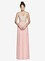 Front View Thumbnail - Rose - PANTONE Rose Quartz & Cameo Studio Design Collection 4512 Full Length Halter Top Bridesmaid Dress