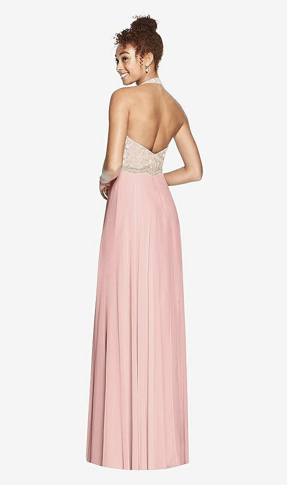 Back View - Rose - PANTONE Rose Quartz & Cameo Studio Design Collection 4512 Full Length Halter Top Bridesmaid Dress