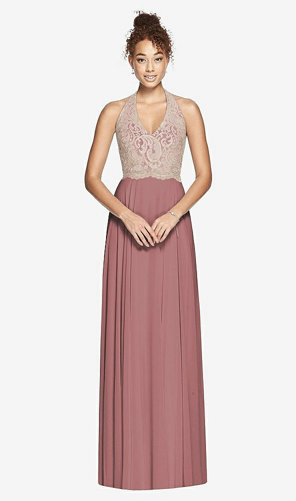 Front View - Rosewood & Cameo Studio Design Collection 4512 Full Length Halter Top Bridesmaid Dress