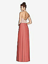 Rear View Thumbnail - Coral Pink & Cameo Studio Design Collection 4512 Full Length Halter Top Bridesmaid Dress
