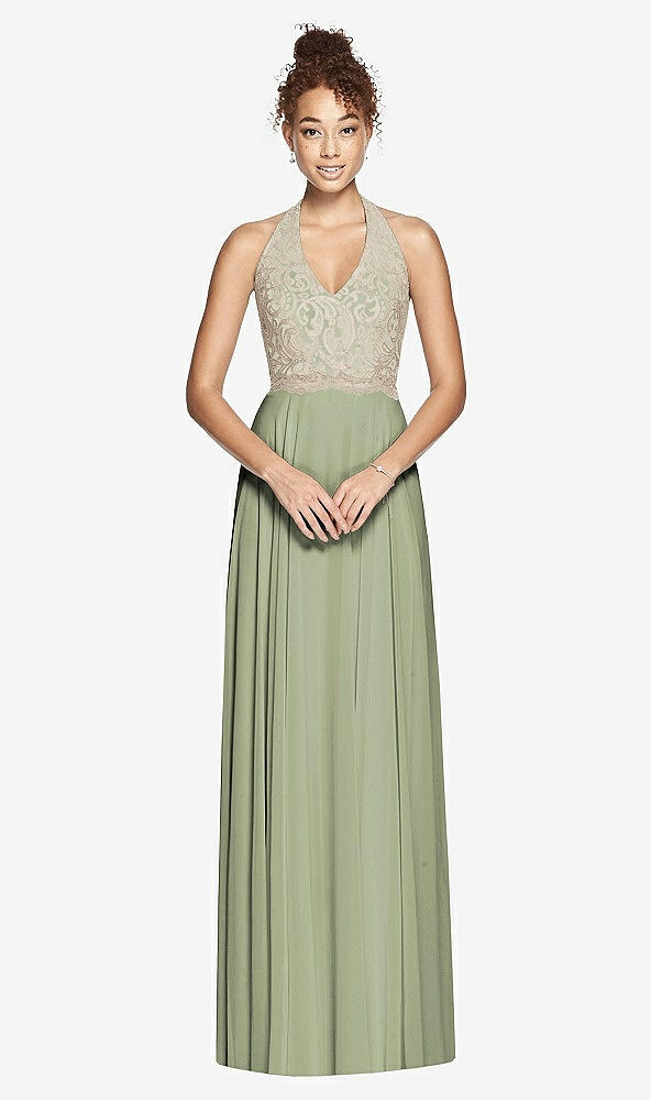 Front View - Sage & Cameo Studio Design Collection 4512 Full Length Halter Top Bridesmaid Dress