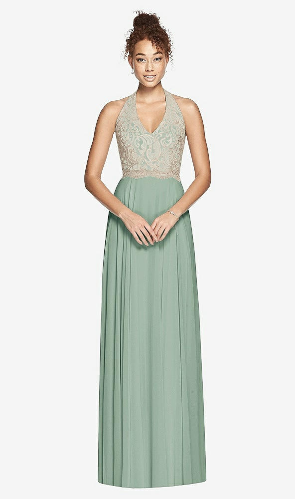 Front View - Seagrass & Cameo Studio Design Collection 4512 Full Length Halter Top Bridesmaid Dress