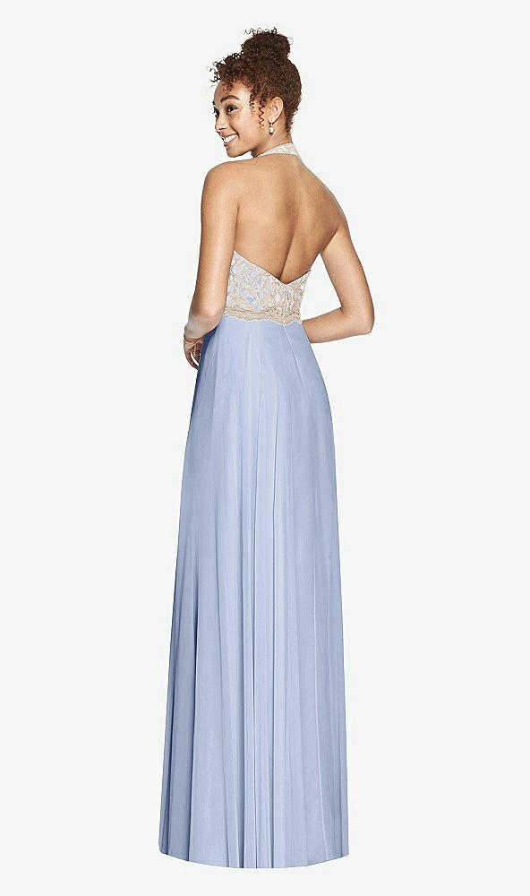 Back View - Sky Blue & Cameo Studio Design Collection 4512 Full Length Halter Top Bridesmaid Dress