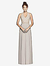 Front View Thumbnail - Taupe & Cameo Studio Design Collection 4512 Full Length Halter Top Bridesmaid Dress