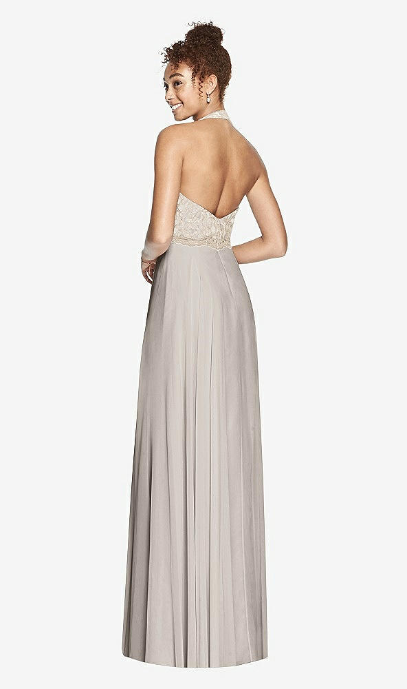 Back View - Taupe & Cameo Studio Design Collection 4512 Full Length Halter Top Bridesmaid Dress