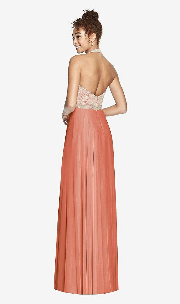 Back View - Terracotta Copper & Cameo Studio Design Collection 4512 Full Length Halter Top Bridesmaid Dress