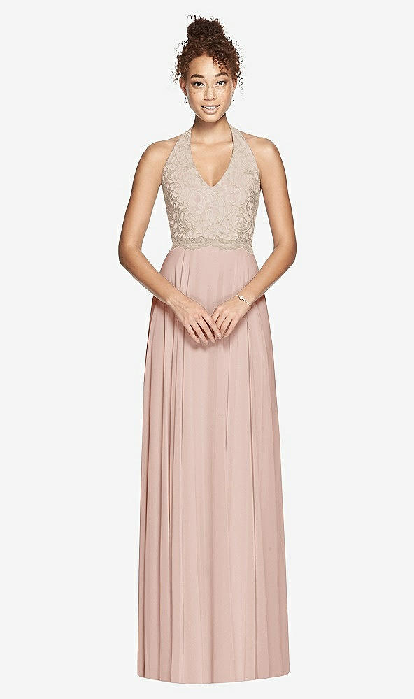 Front View - Toasted Sugar & Cameo Studio Design Collection 4512 Full Length Halter Top Bridesmaid Dress