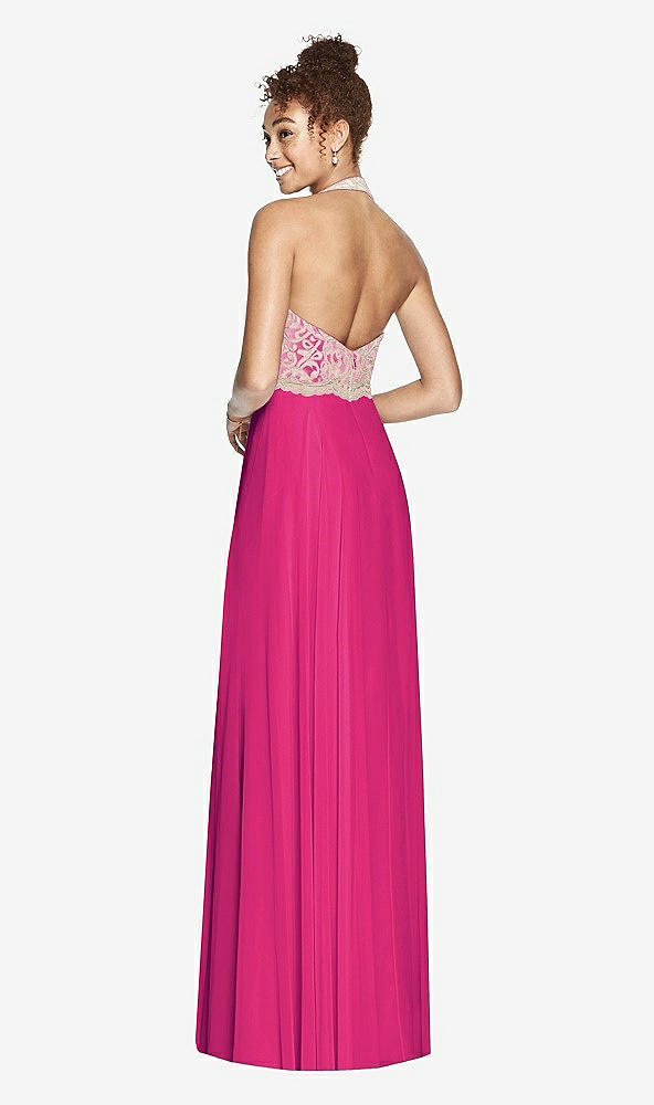 Back View - Think Pink & Cameo Studio Design Collection 4512 Full Length Halter Top Bridesmaid Dress