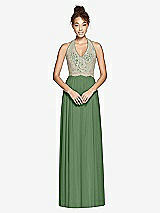 Front View Thumbnail - Vineyard Green & Cameo Studio Design Collection 4512 Full Length Halter Top Bridesmaid Dress