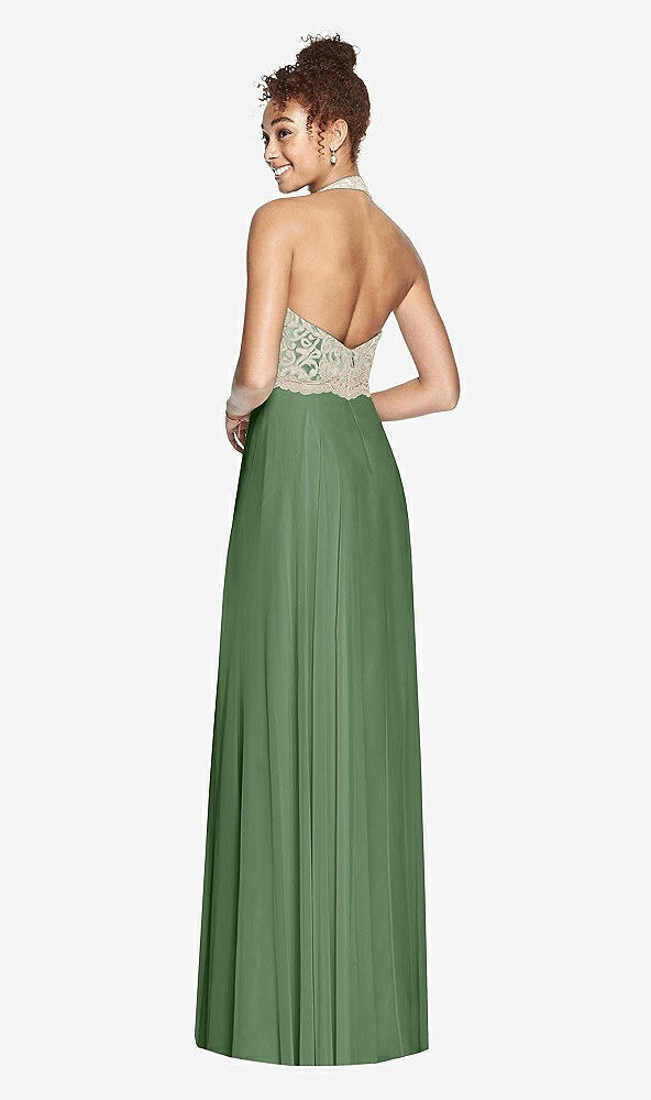 Back View - Vineyard Green & Cameo Studio Design Collection 4512 Full Length Halter Top Bridesmaid Dress