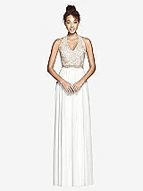 Front View Thumbnail - White & Cameo Studio Design Collection 4512 Full Length Halter Top Bridesmaid Dress