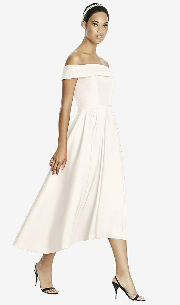 Front View - Ivory Studio Design 4513 Midi Off-the-Shoulder Bridesmaid Dress