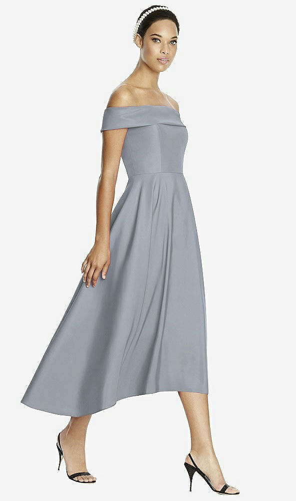Front View - Platinum Studio Design 4513 Midi Off-the-Shoulder Bridesmaid Dress