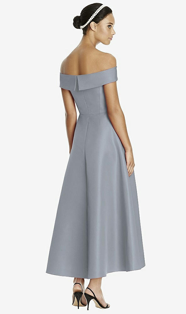 Back View - Platinum Studio Design 4513 Midi Off-the-Shoulder Bridesmaid Dress