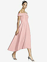Front View Thumbnail - Rose - PANTONE Rose Quartz Studio Design 4513 Midi Off-the-Shoulder Bridesmaid Dress