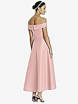 Rear View Thumbnail - Rose - PANTONE Rose Quartz Studio Design 4513 Midi Off-the-Shoulder Bridesmaid Dress