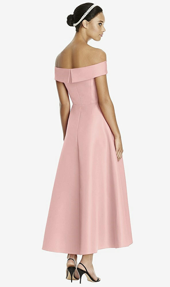 Back View - Rose - PANTONE Rose Quartz Studio Design 4513 Midi Off-the-Shoulder Bridesmaid Dress