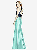 Rear View Thumbnail - Coastal & Midnight Navy Studio Design Collection 4514 Full Length Halter V-Neck Bridesmaid Dress
