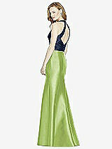 Rear View Thumbnail - Mojito & Midnight Navy Studio Design Collection 4514 Full Length Halter V-Neck Bridesmaid Dress