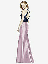 Rear View Thumbnail - Suede Rose & Midnight Navy Studio Design Collection 4514 Full Length Halter V-Neck Bridesmaid Dress