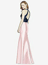 Rear View Thumbnail - Ballet Pink & Midnight Navy Studio Design Collection 4514 Full Length Halter V-Neck Bridesmaid Dress