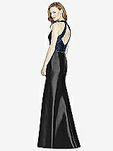 Rear View Thumbnail - Black & Midnight Navy Studio Design Collection 4514 Full Length Halter V-Neck Bridesmaid Dress