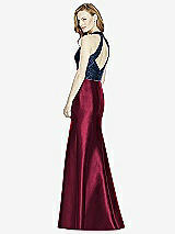 Rear View Thumbnail - Cabernet & Midnight Navy Studio Design Collection 4514 Full Length Halter V-Neck Bridesmaid Dress