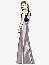 Rear View Thumbnail - Cashmere Gray & Midnight Navy Studio Design Collection 4514 Full Length Halter V-Neck Bridesmaid Dress
