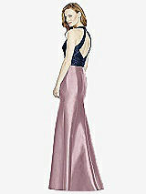 Rear View Thumbnail - Dusty Rose & Midnight Navy Studio Design Collection 4514 Full Length Halter V-Neck Bridesmaid Dress