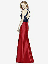 Rear View Thumbnail - Garnet & Midnight Navy Studio Design Collection 4514 Full Length Halter V-Neck Bridesmaid Dress