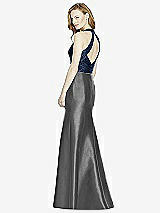 Rear View Thumbnail - Gunmetal & Midnight Navy Studio Design Collection 4514 Full Length Halter V-Neck Bridesmaid Dress