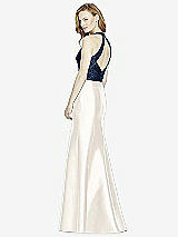 Rear View Thumbnail - Ivory & Midnight Navy Studio Design Collection 4514 Full Length Halter V-Neck Bridesmaid Dress